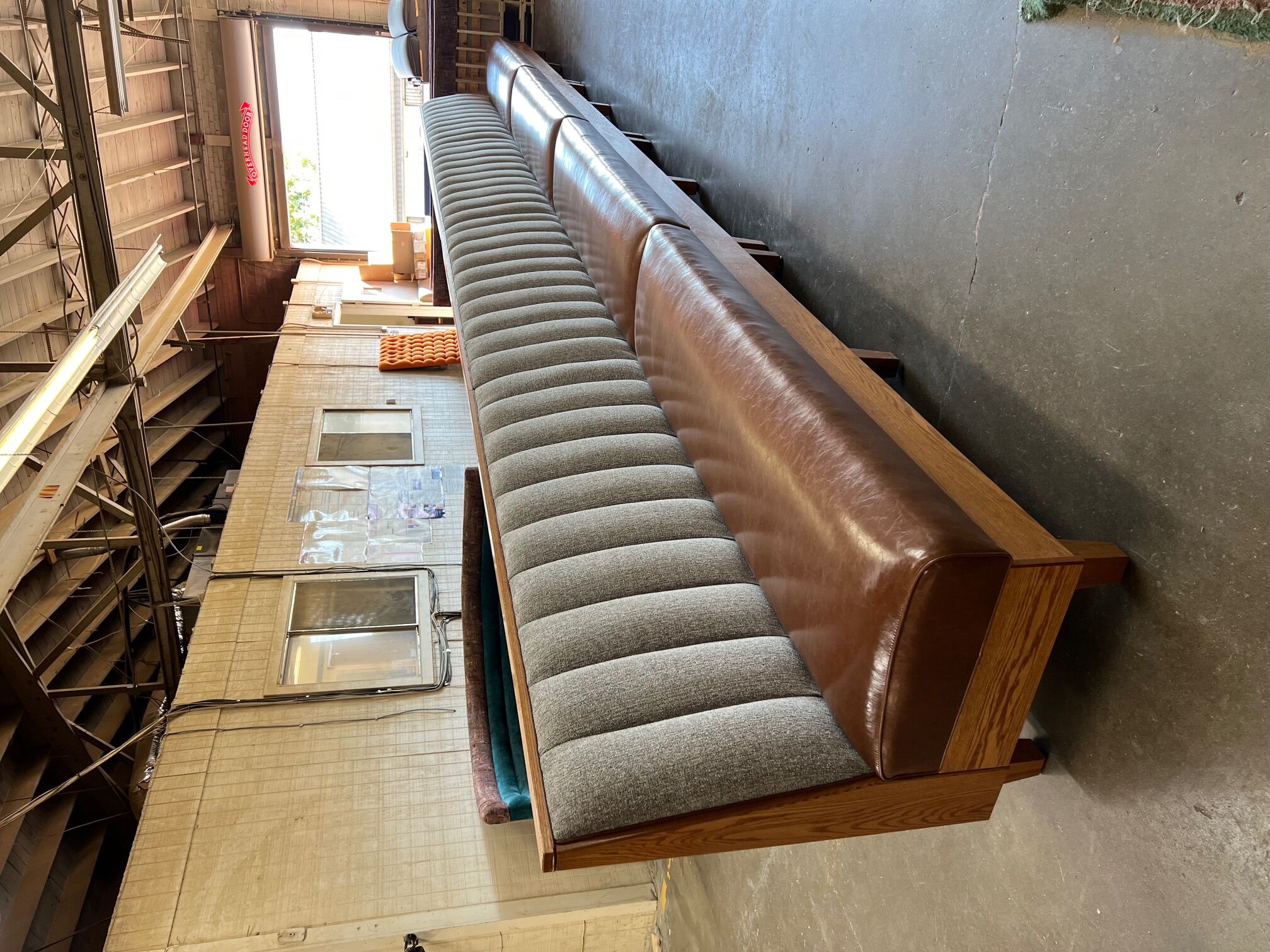 Custom commercial booth seating with upholstered finish