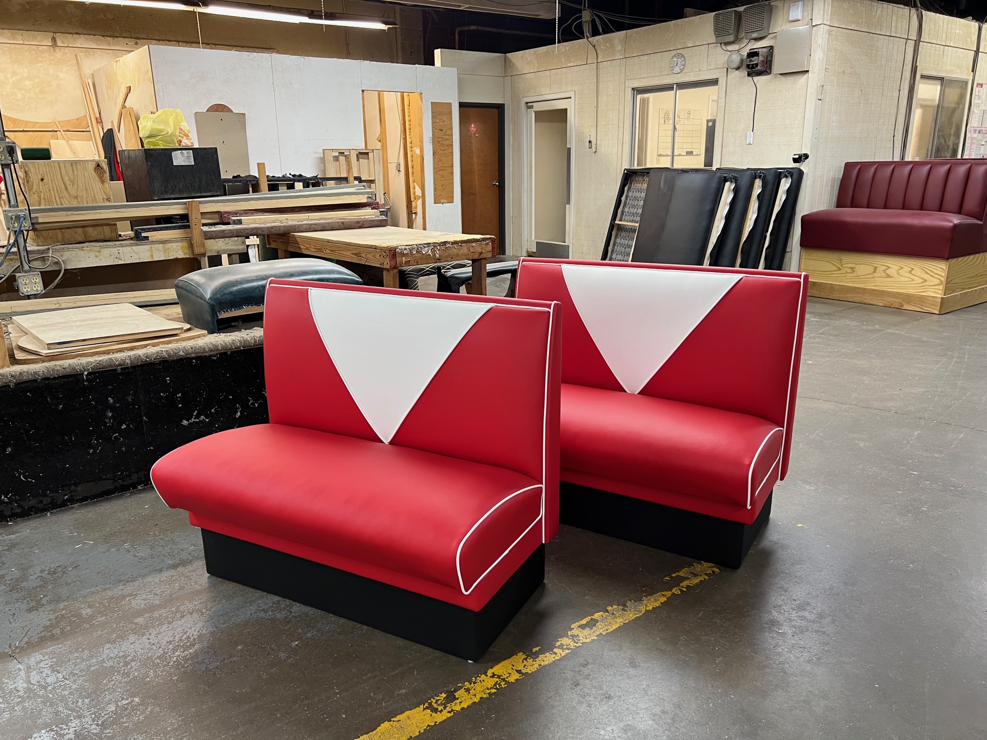 V-style standard booth seating