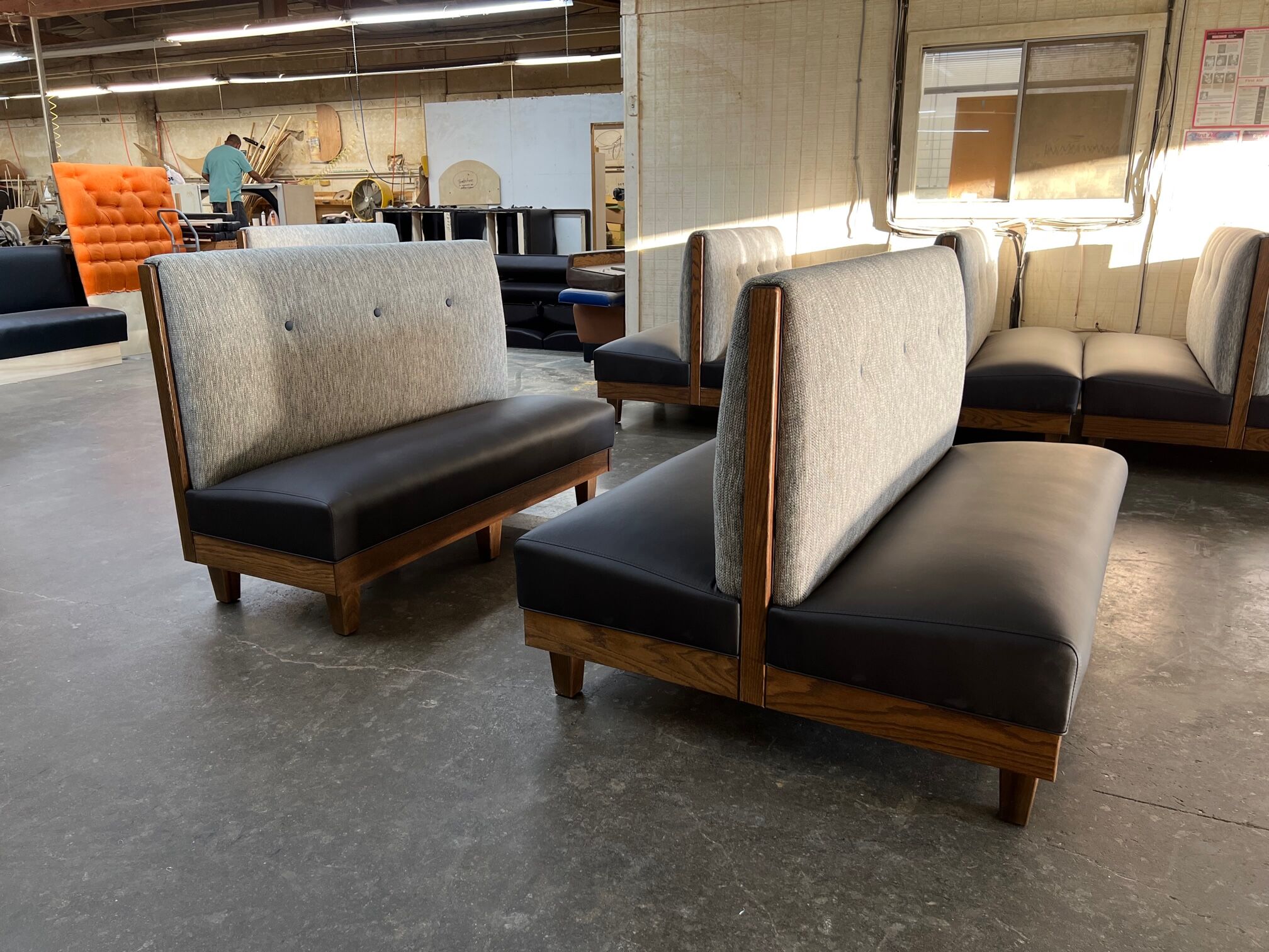 Commercial booth seating crafted by Bianco Brothers