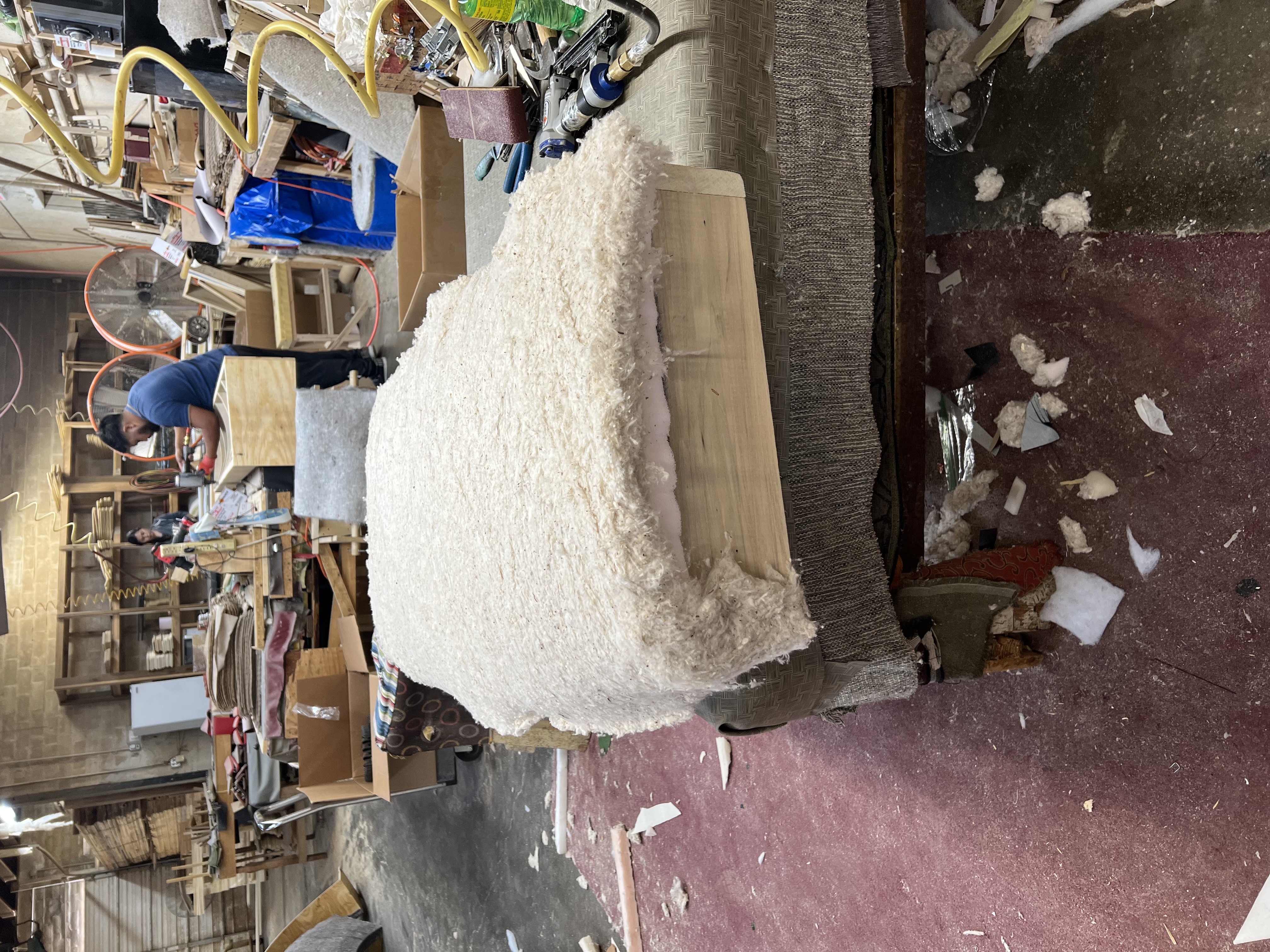 Commercial booth seating being refreshed through reupholstery